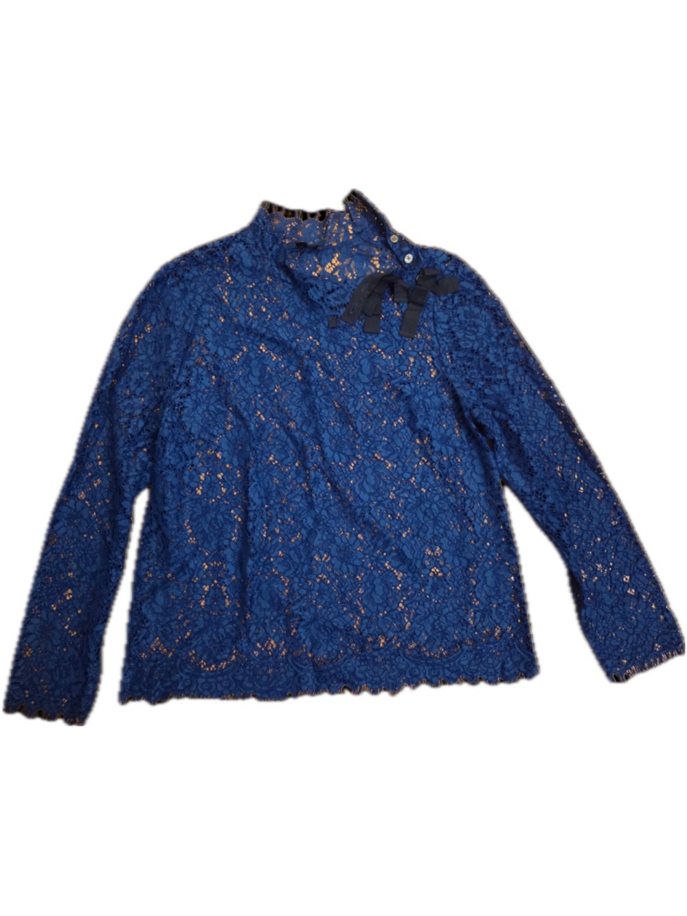 J. Crew Royal Blue Lace Long-Sleeve Blouse with matching blue tank! - Picture 2 of 8
